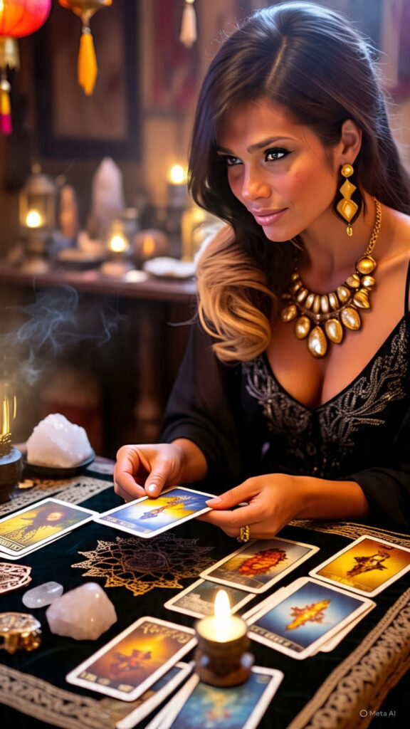 Sophie giving a tarot reading at Caldwell Psychic